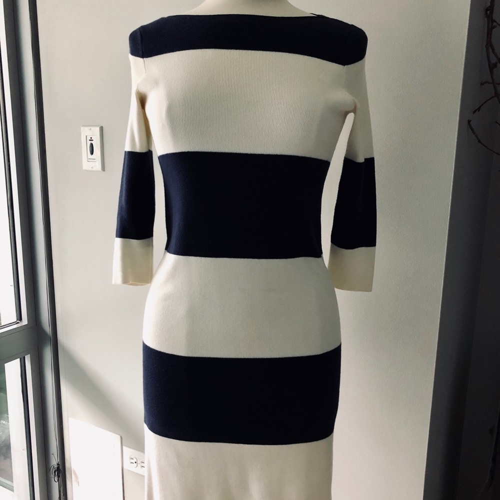 Navy and white striped GAP sweater dress